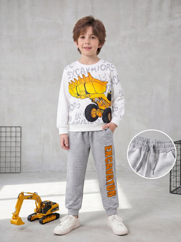 VigoSource Boys Spring and Autumn Casual Cool Excavator Sweatshirt With...