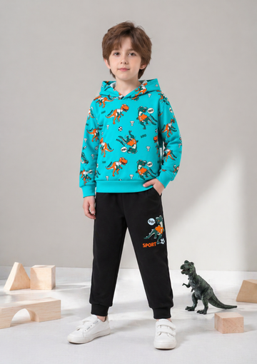 VigoSource Boys This Set Includes a Hoodie with Animal and Dinosaur Prints An...