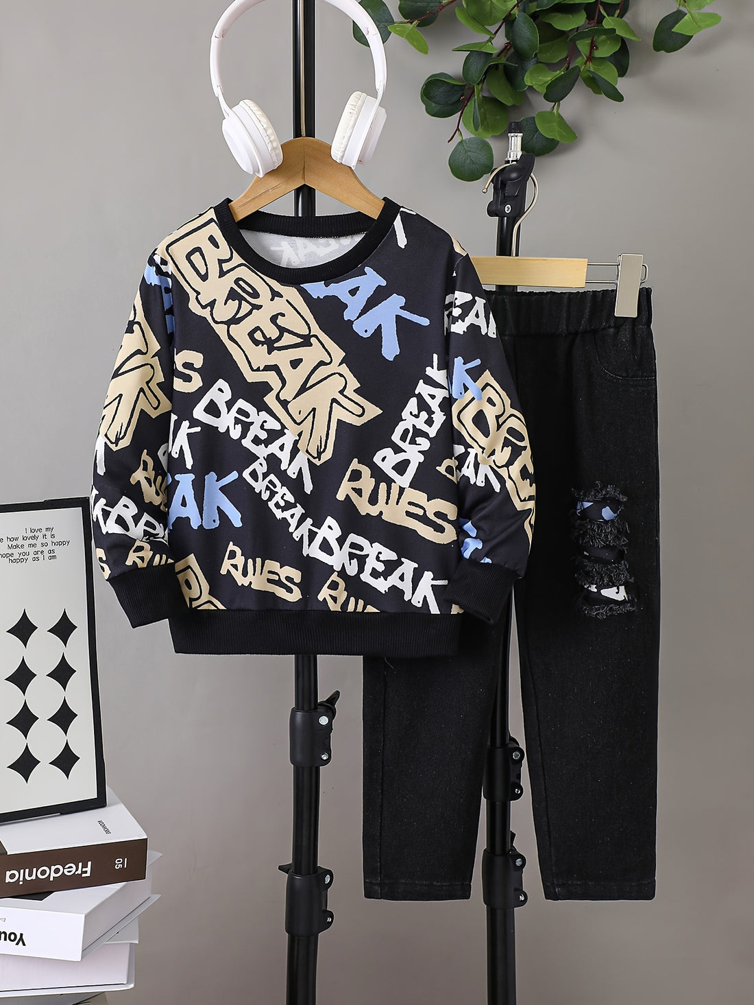 VigoSource Boys Spring/fall Casual Round Neck Long Sleeve Letter Print ...