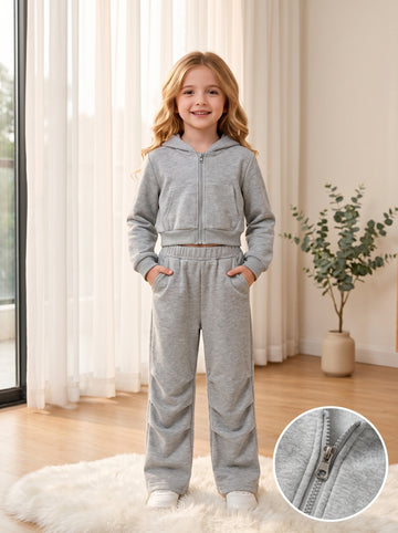VigoSource Girls 2pcs Set, Spring/autumn Hooded Zip-up Long-sleeve Jack...
