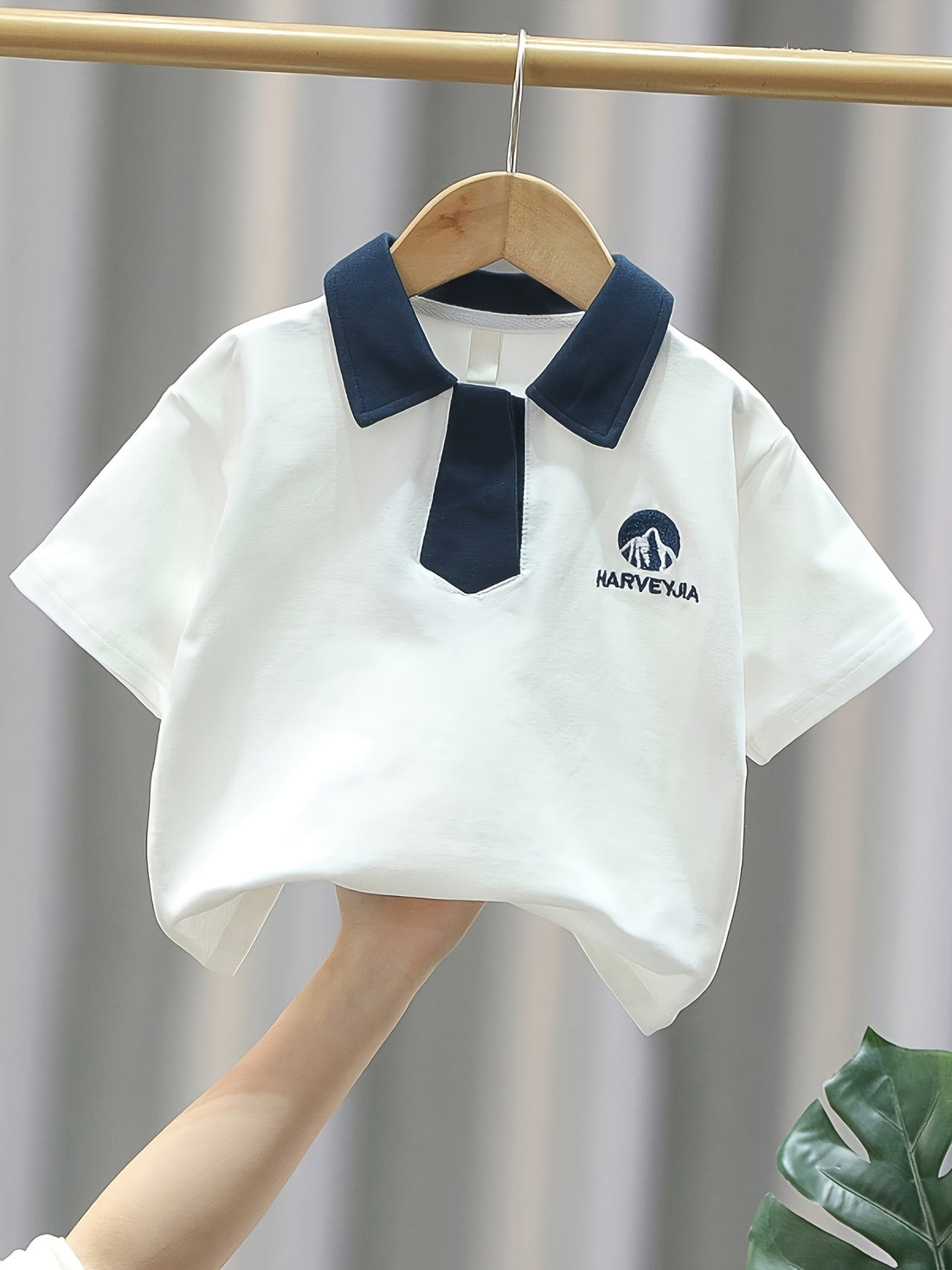 VigoSource Boys Summer New Stylish Embroidered Color-blocked Short-slee...