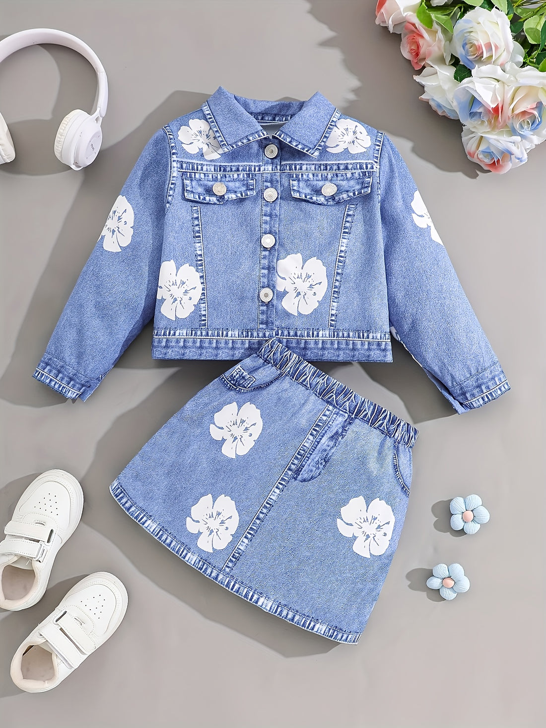 VigoSource Girls 2pcs Spring/summer Long-sleeve Jacket and Skirt Set