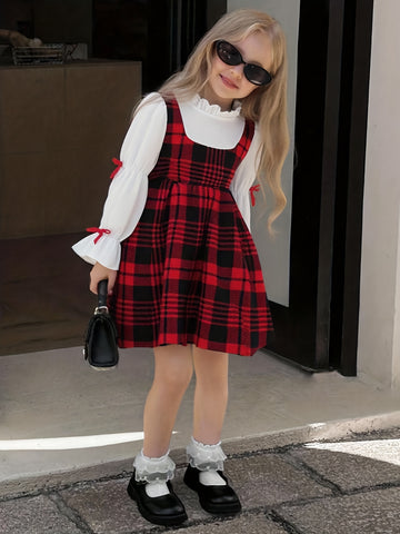 VigoSource Girls Plaid Knit Outfit Set