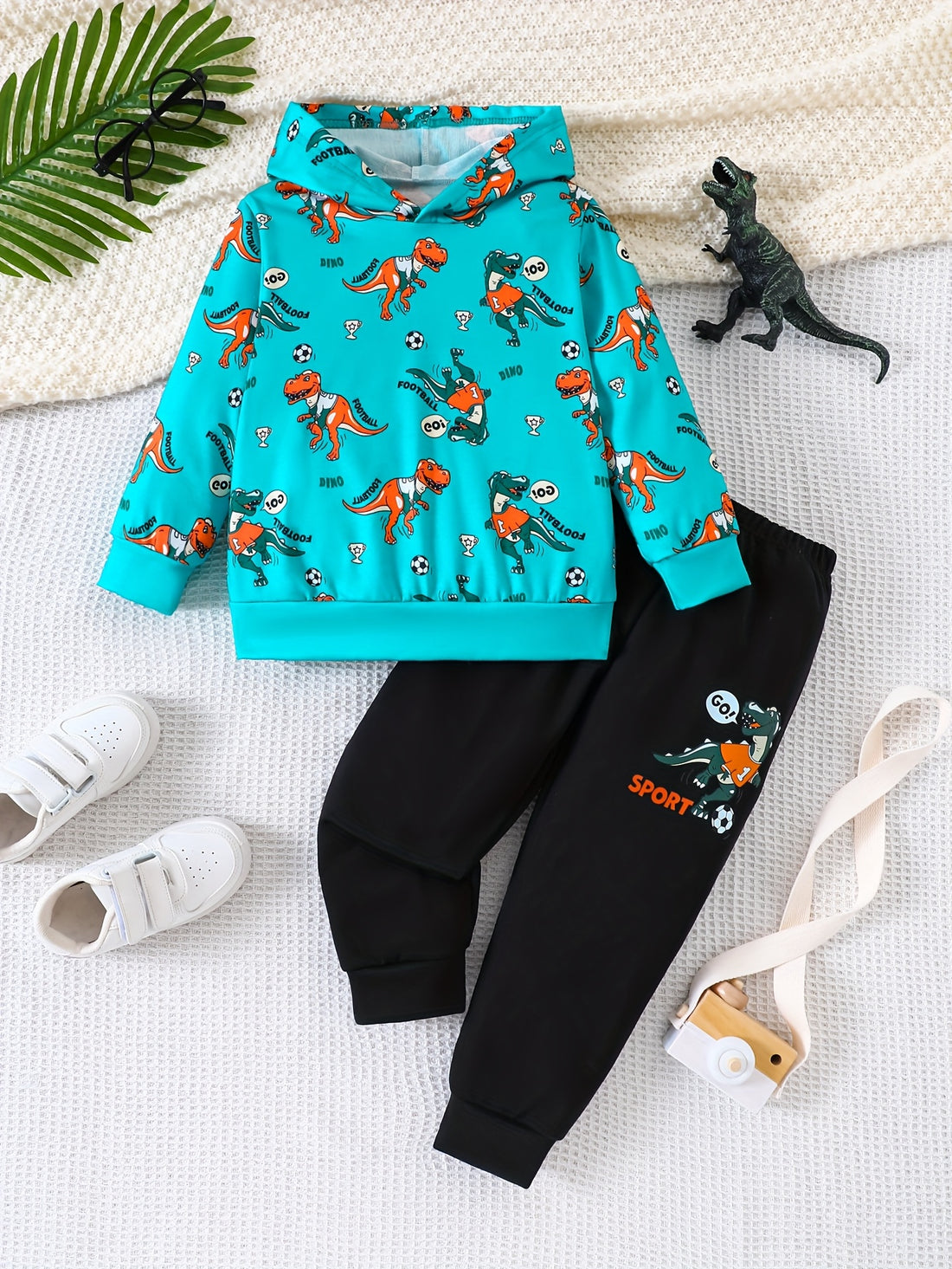 VigoSource Boys This Set Includes a Hoodie with Animal and Dinosaur Prints An...
