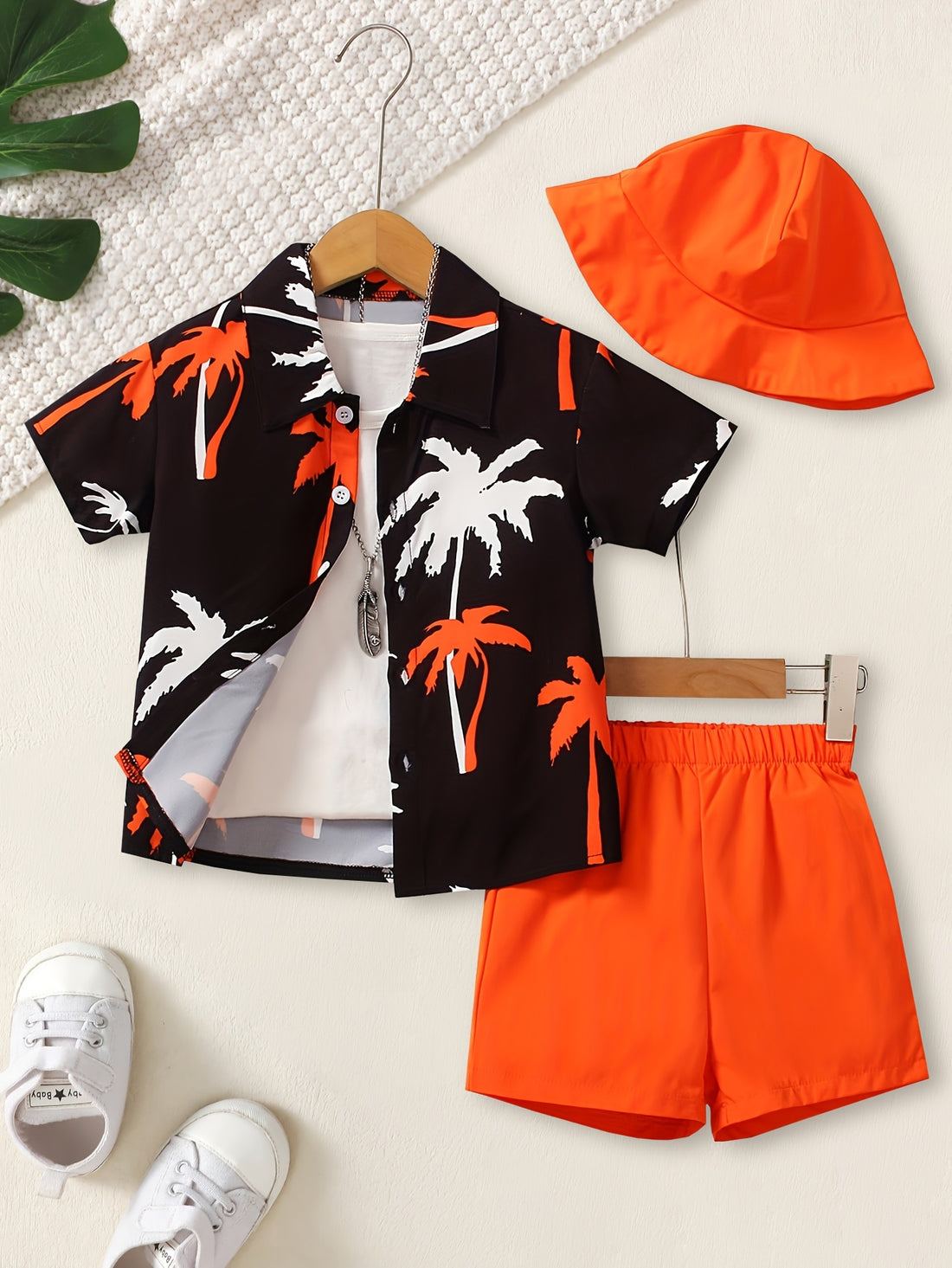 VigoSource Boys 3pcs Spring/summer Floral Shirt + Shorts + Hat Set Beach Holi...