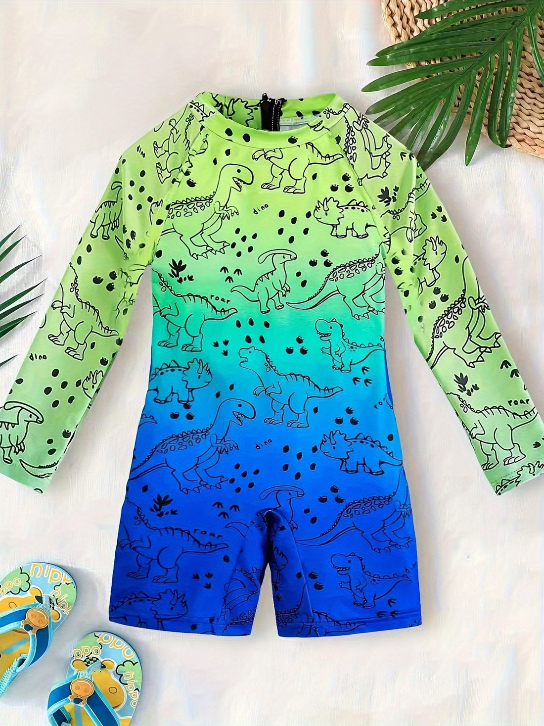 VigoSource Boys Spring/summer Cartoon Dinosaur Gradient One-piece Swims...
