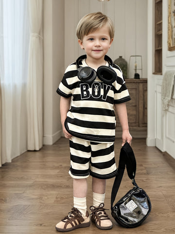 VigoSource Boys Striped Cotton Outfit Set 4