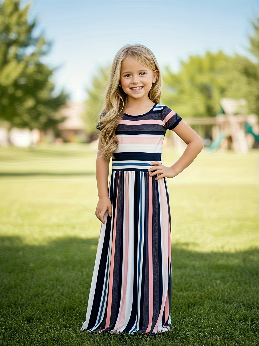 VigoSource Girls Striped Cotton Dress 4
