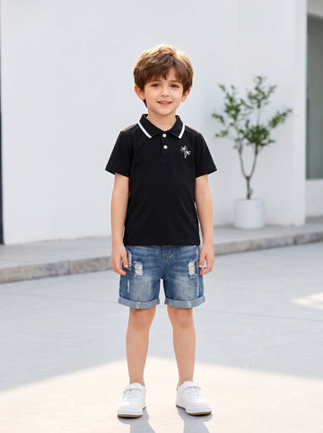 VigoSource Boys Shirt, Children's Collared Summer Coconut Tree Embr...