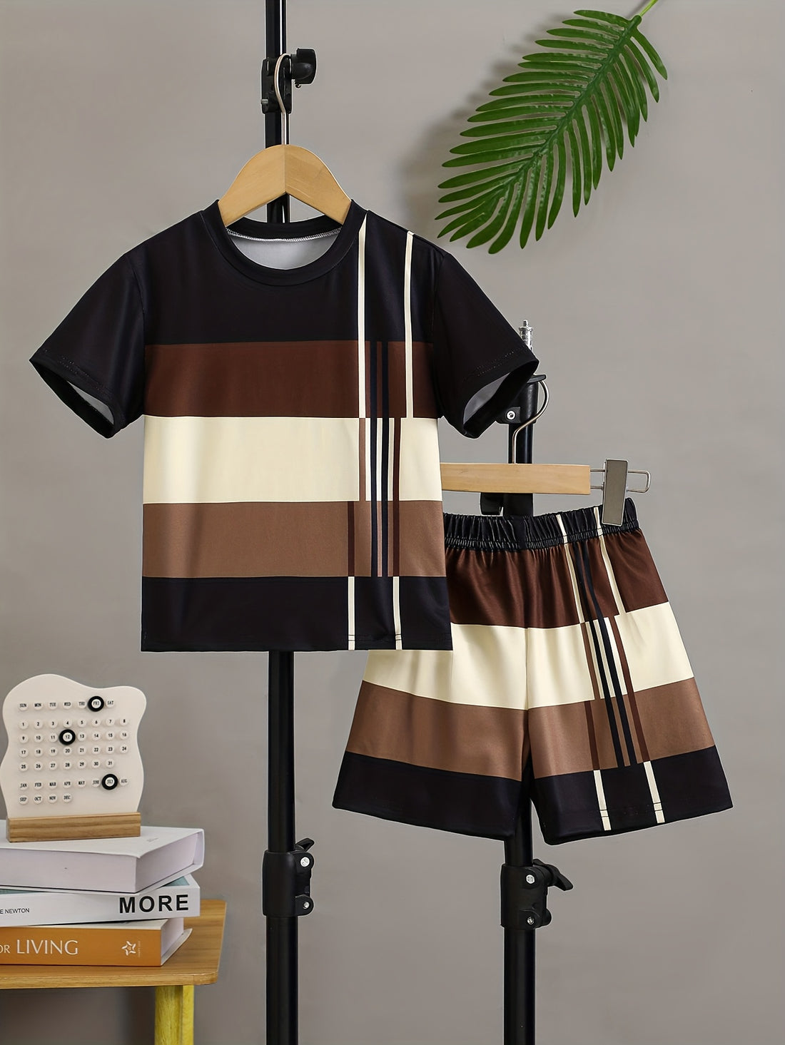 VigoSource Boys Summer New Striped Contrast Casual Athletic Set Short S...