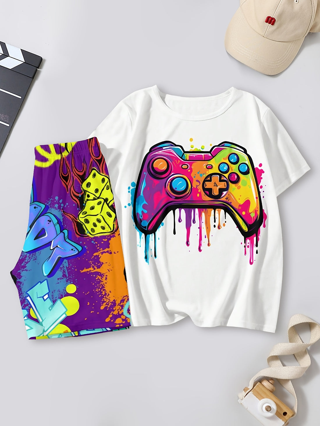 VigoSource Boys Summer New Game Controller Print Round Neck Short-sleeve T-sh...