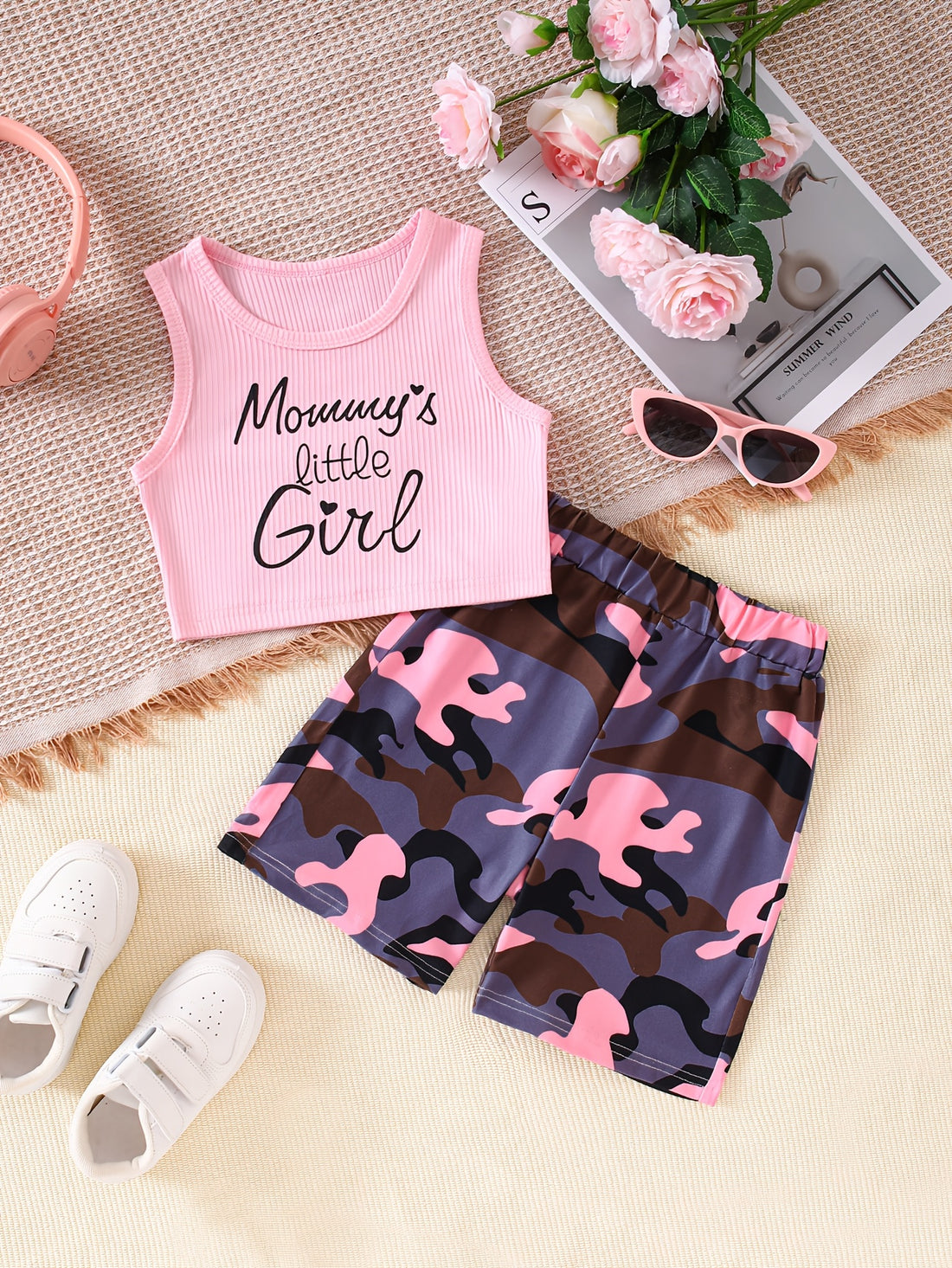 VigoSource Girls Camo Sleeveless Knit Shorts