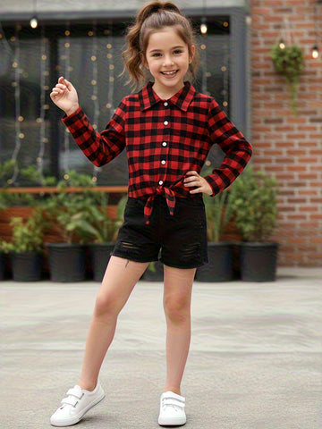 VigoSource Girls Plaid Plaid Casual Spring & - Spring/autumn