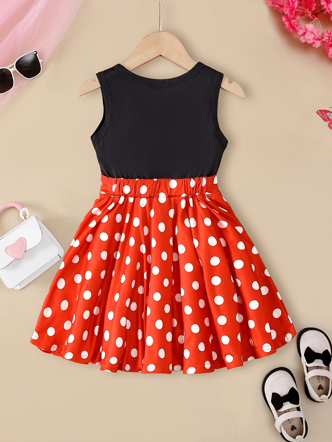 VigoSource Girls 1pc Summer Young Lovely Bowknot Polka Dot Sleeveless Dress
