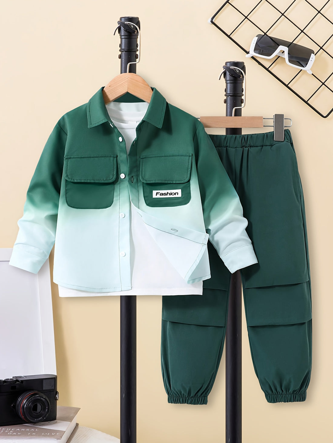 VigoSource Boys Spring/autumn Casual Lapel Long-sleeve Color-block Jack...