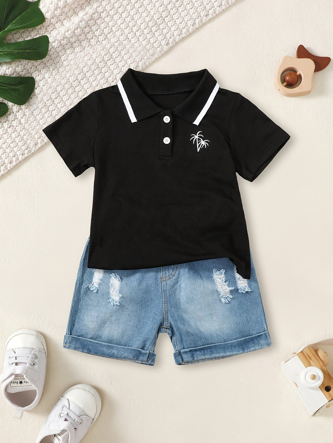 VigoSource Boys Shirt, Children's Collared Summer Coconut Tree Embr...
