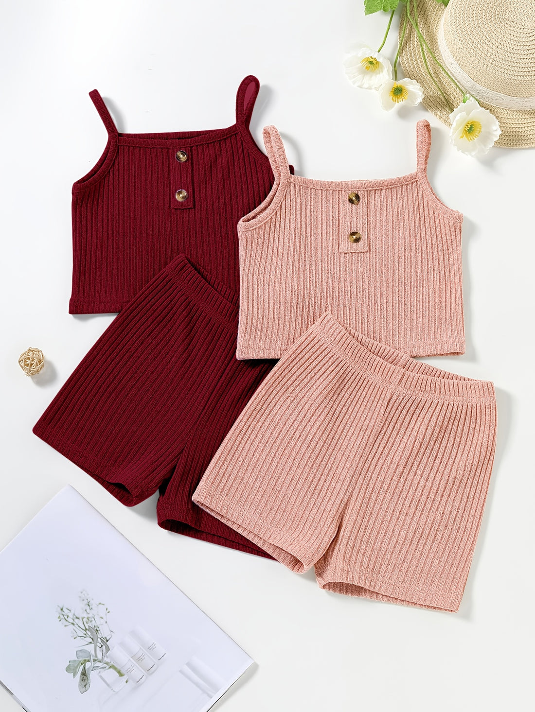 VigoSource Girls 4pcs Set Summer Camisole and Shorts Outfit, Perfect Fo...