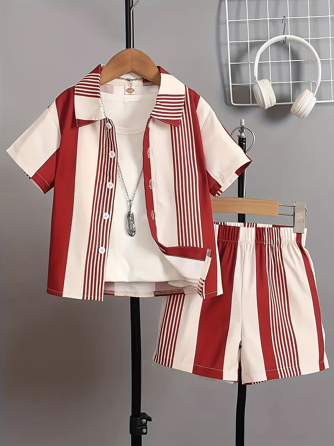 VigoSource Boys Summer Fashion Beach Vacationirregular Stripe Lapel Loo...
