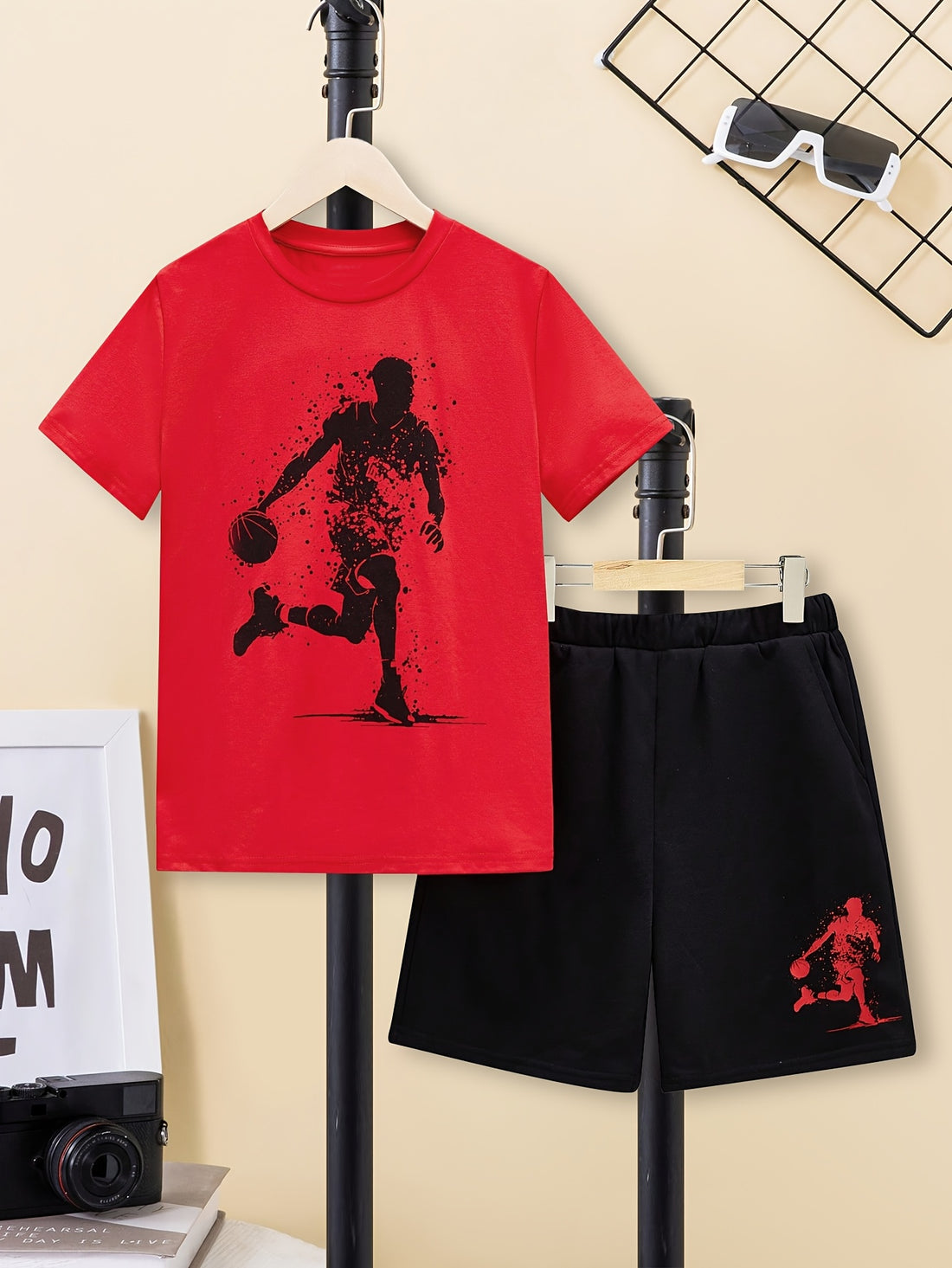 VigoSource Boys 2pcs Summer Casual Loose-fit Basketball Short-sleeve An...