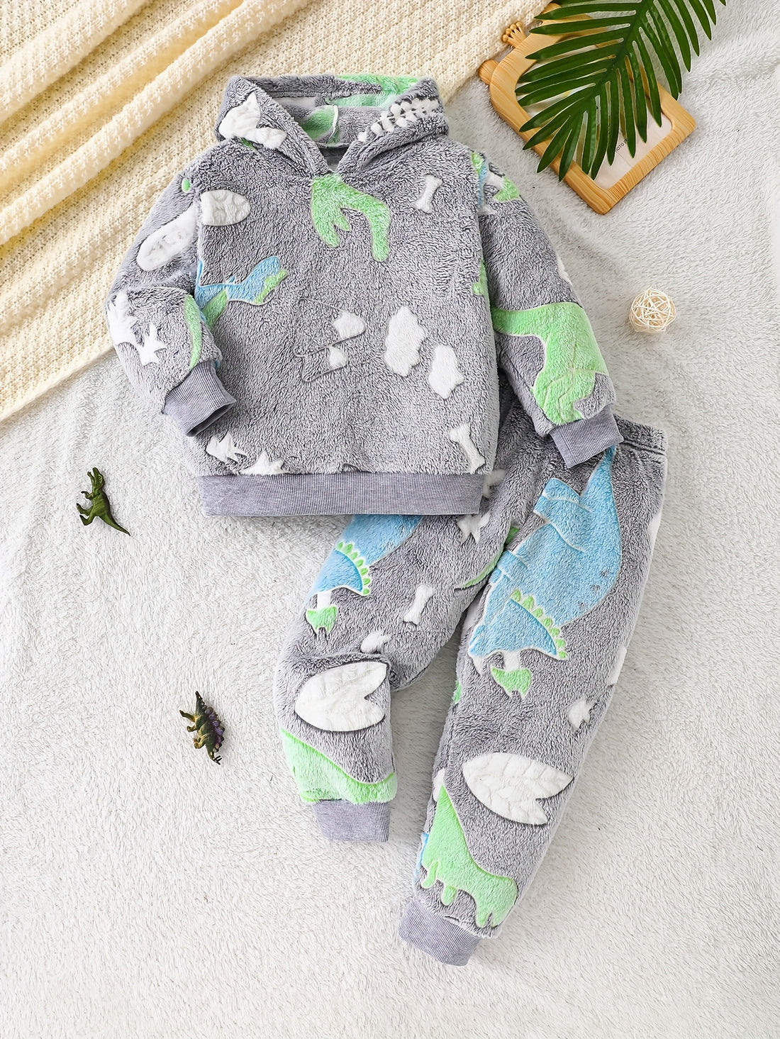 VigoSource Boys 2025 Newboys' Autumn and Winter Loose Dinosaur Print Hoodie P...