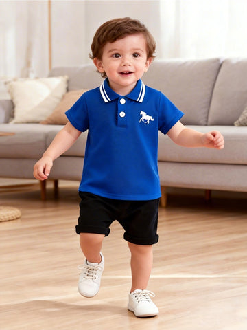 VigoSource Boys This Blue Short-sleeve Polo Shirt Features a Ea...