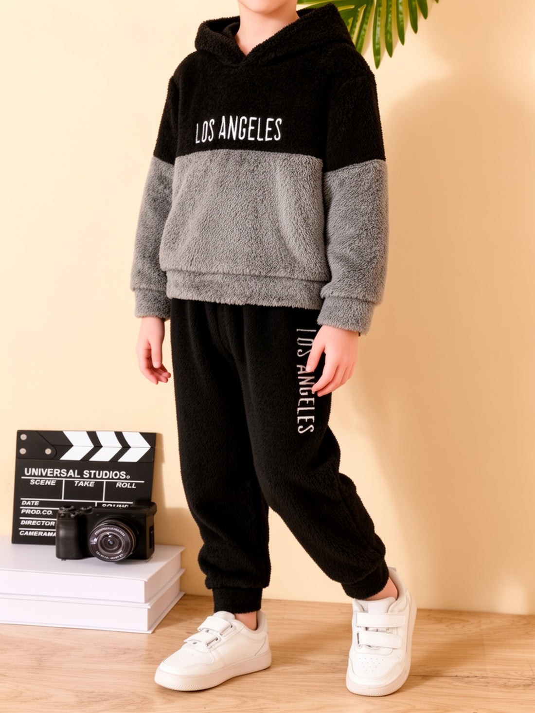 VigoSource Boys Autumn and Winter Casual Hooded Long-sleeved Letter Emb...