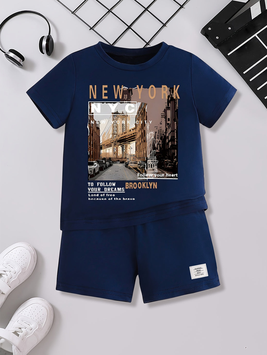 VigoSource Boys 2pcs Summer Simple Sporty Casual Short-sleeve and Short...